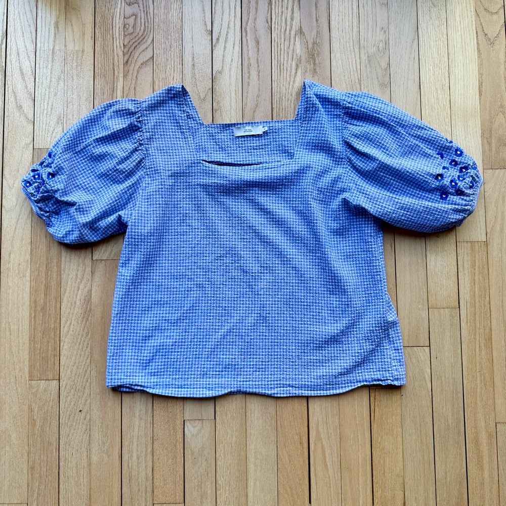 The Tiny Big Sister Checkered Gingham Blouse With… - image 1